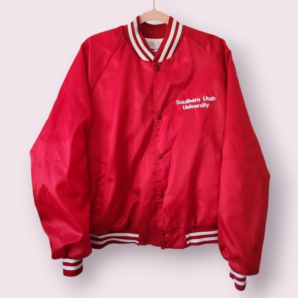 Vintage Red Southern Utah University Bomber Jacket